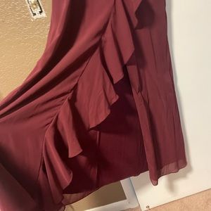 Wine color strapped leg slit